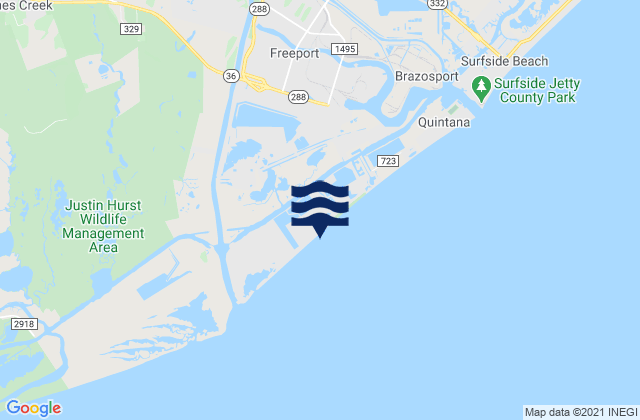 Bryan Beach, United Statesの潮見表地図