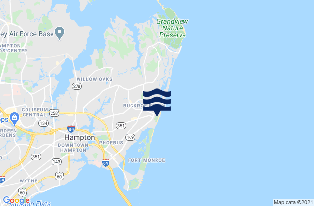 Buckroe Beach, United Statesの潮見表地図