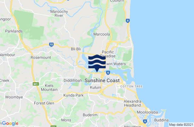 Buderim, Australiaの潮見表地図