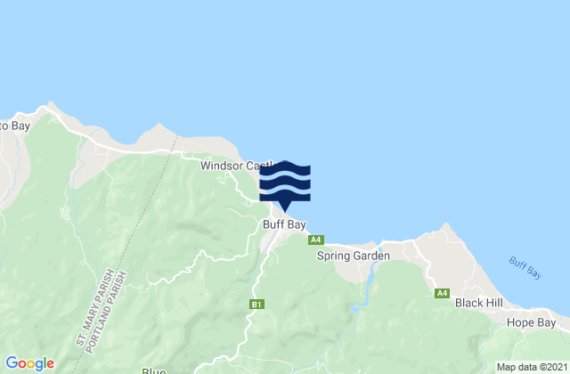 Buff Bay, Jamaicaの潮見表地図