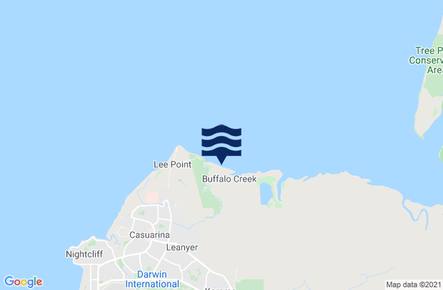Buffalo Creek Beach, Australiaの潮見表地図