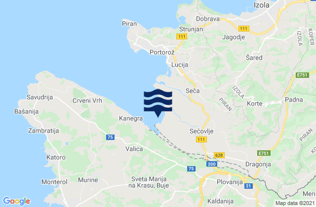 Buje-Buie, Croatiaの潮見表地図