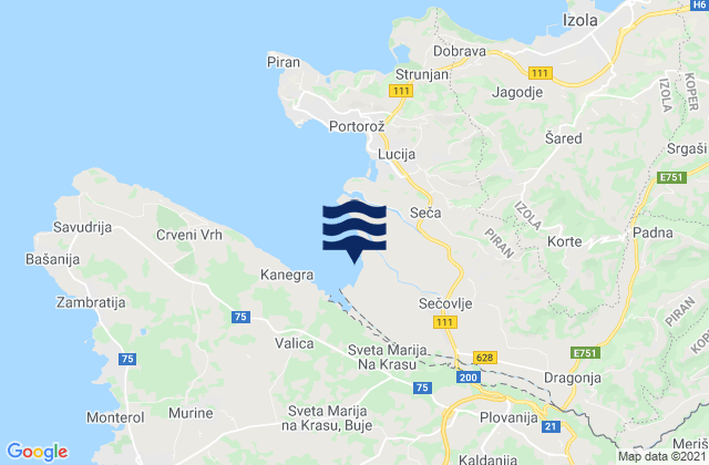 Buje, Croatiaの潮見表地図