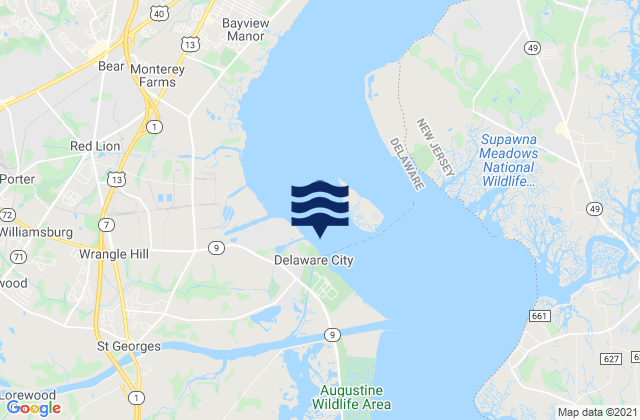 Bulkhead Shoal Channel off Del. City, United Statesの潮見表地図