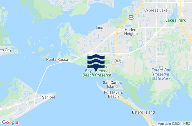 Bunche Beach, United Statesの潮見表地図