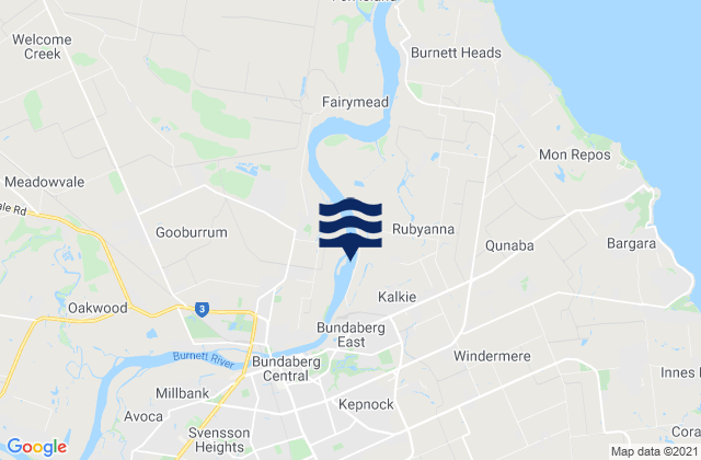 Bundaberg, Australiaの潮見表地図