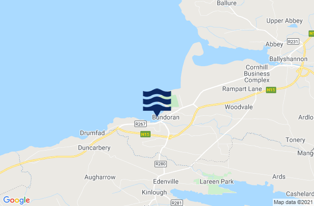 Bundoran, Irelandの潮見表地図
