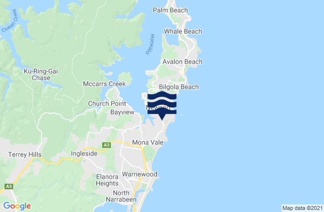 Bungan Beach, Australiaの潮見表地図