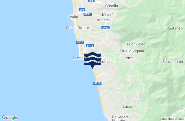 Buonvicino, Italyの潮見表地図