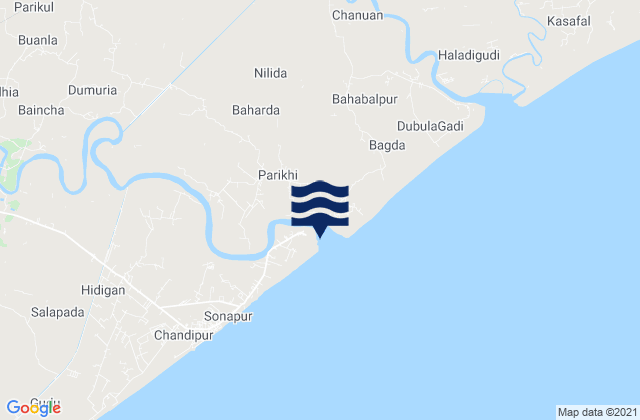 Burhabalang River Entrance, Indiaの潮見表地図