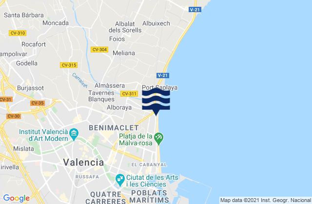 Burjassot, Spainの潮見表地図