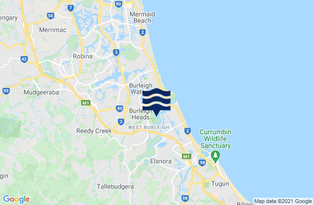 Burleigh Heads, Australiaの潮見表地図