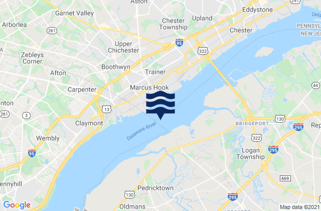 Burlington Delaware River, United Statesの潮見表地図