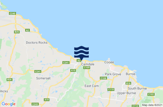 Burnie, Australiaの潮見表地図