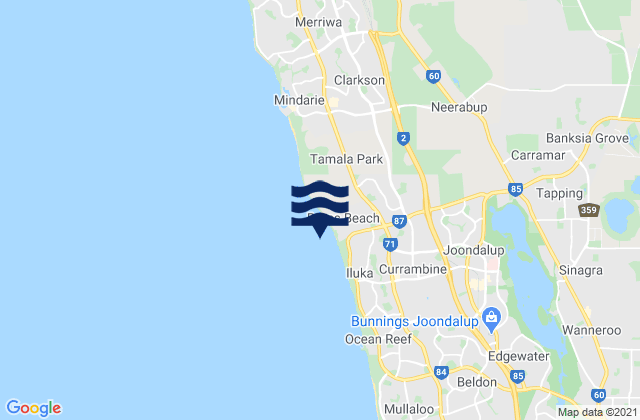 Burns Beach, Australiaの潮見表地図