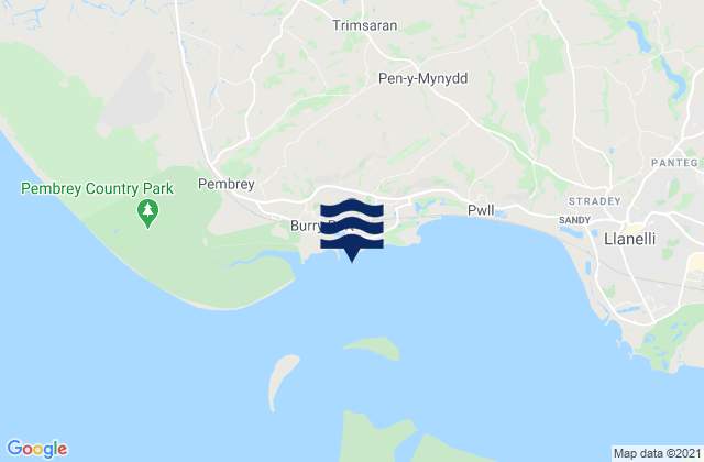 Burry Port Beach, United Kingdomの潮見表地図