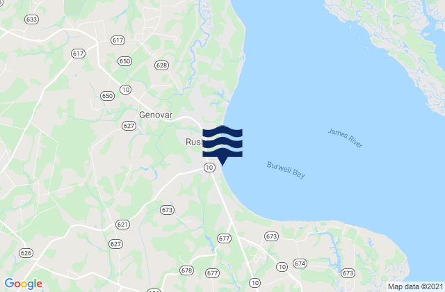 Burwell Bay, United Statesの潮見表地図