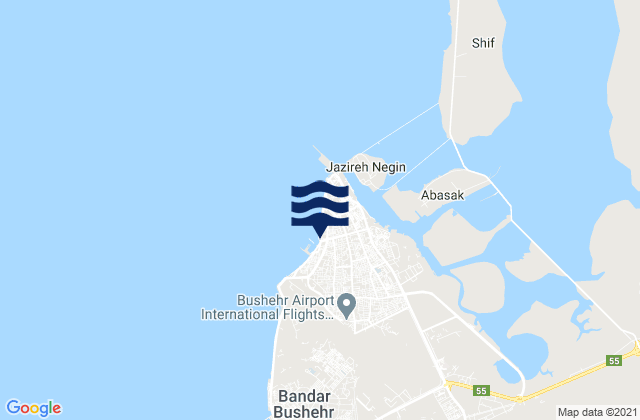 Bushehr, Iranの潮見表地図