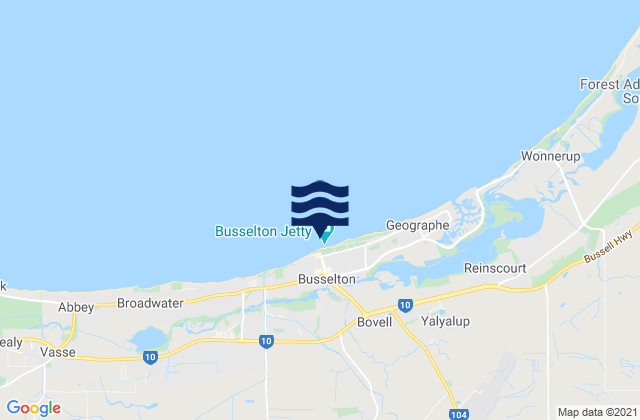 Busselton, Australiaの潮見表地図