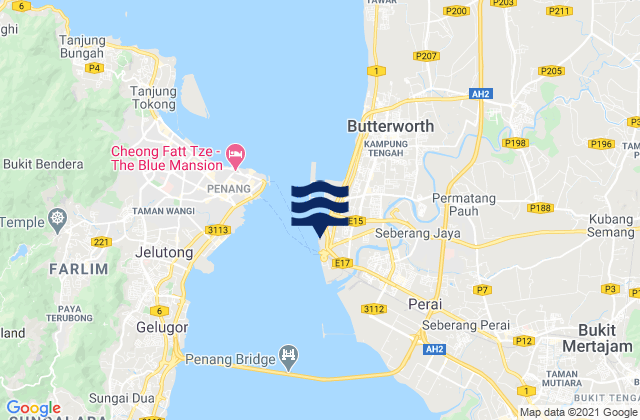 Butterworth, Malaysiaの潮見表地図