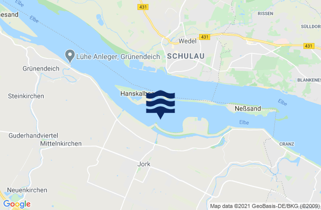 Buxtehude (Este), Denmarkの潮見表地図
