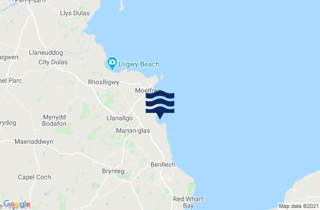 Bychan Beach, United Kingdomの潮見表地図