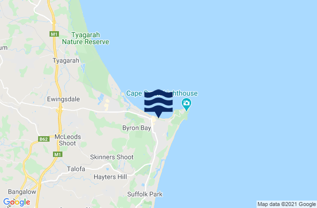 Byron Bay, Australiaの潮見表地図