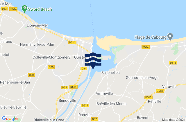 Bénouville, Franceの潮見表地図