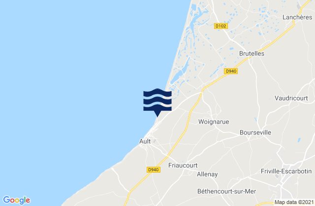 Béthencourt-sur-Mer, Franceの潮見表地図
