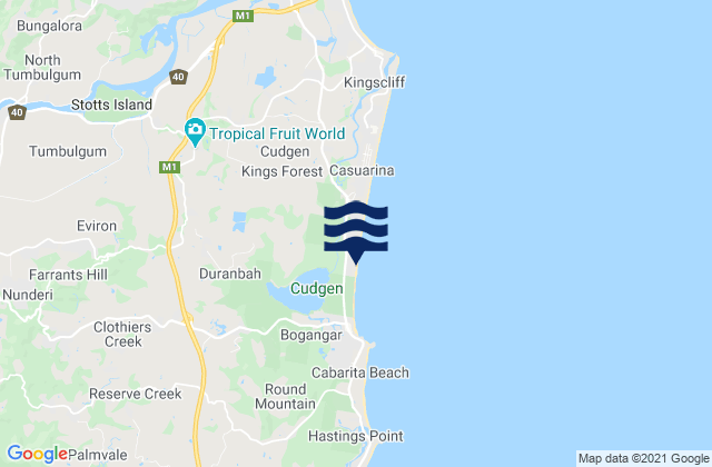 Cabarita Beach, Australiaの潮見表地図