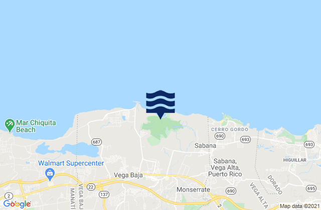 Cabo Caribe Barrio, Puerto Ricoの潮見表地図