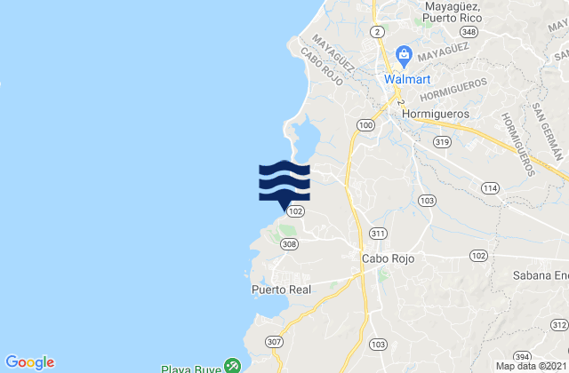 Cabo Rojo, Puerto Ricoの潮見表地図