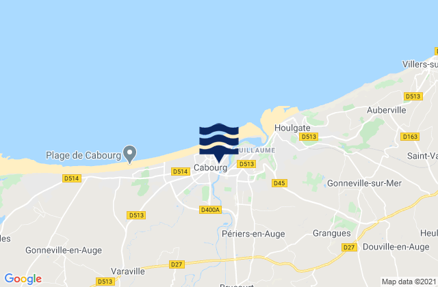 Cabourg, Franceの潮見表地図