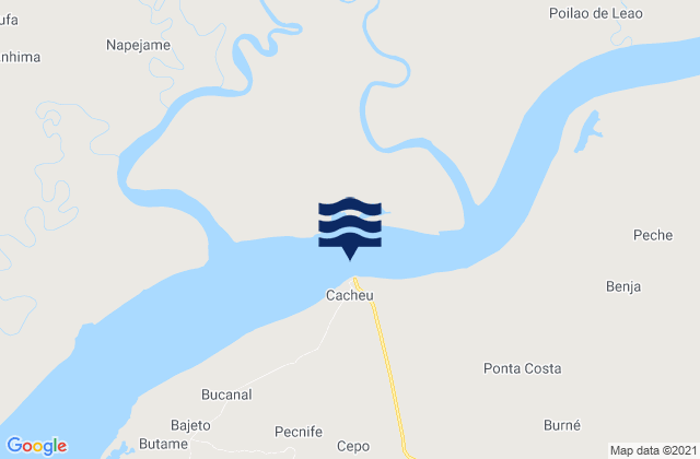 Cacheu, Guinea-Bissauの潮見表地図
