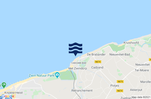 Cadzand, Netherlandsの潮見表地図