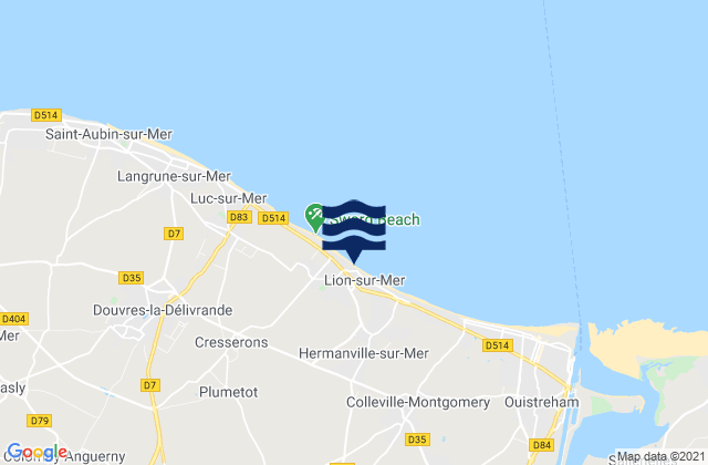 Caen, Franceの潮見表地図