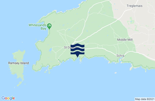Caerfai Beach, United Kingdomの潮見表地図