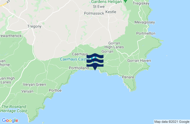 Caerhays, United Kingdomの潮見表地図