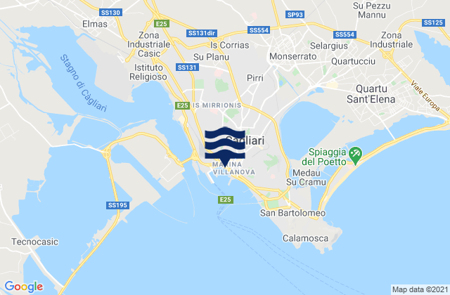Cagliari, Italyの潮見表地図