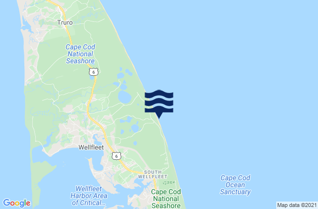Cahoon Hollow Beach Cape Cod National Seashore Wellfleet, United Statesの潮見表地図