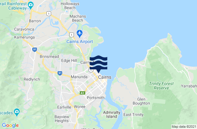Cairns, Australiaの潮見表地図