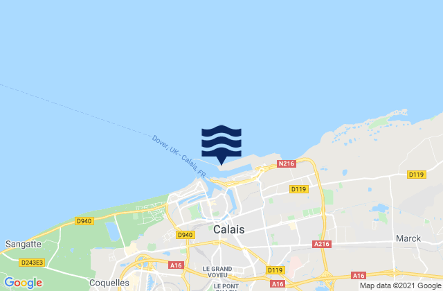 Calais, Franceの潮見表地図