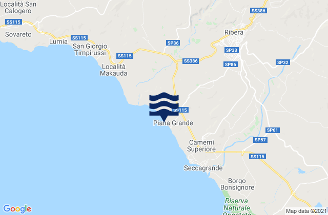 Calamonaci, Italyの潮見表地図