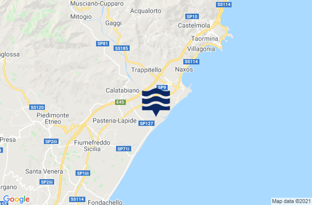 Calatabiano, Italyの潮見表地図