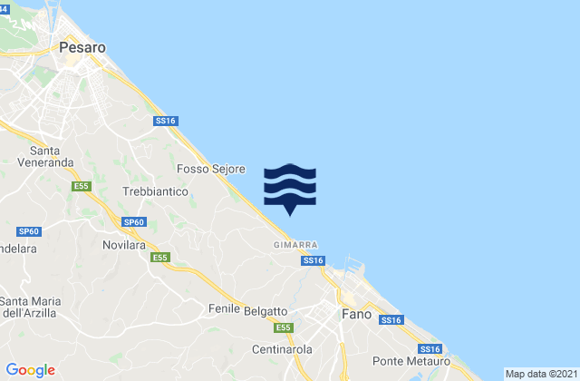 Calcinelli, Italyの潮見表地図