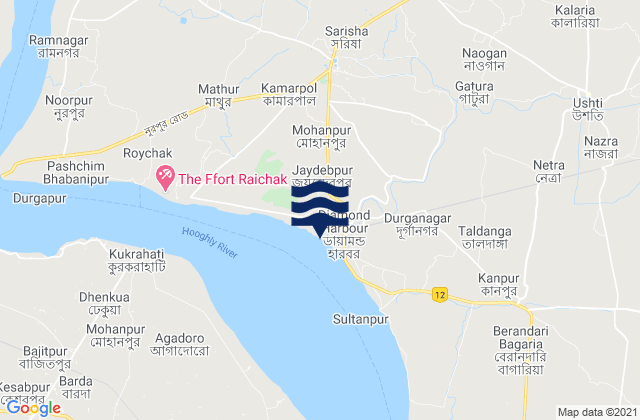 Calcutta (Garden Reach) Hooghly River, Indiaの潮見表地図