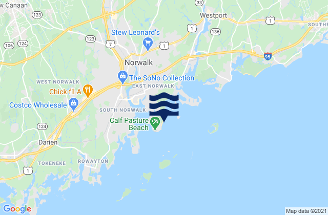 Calf Pasture Beach, United Statesの潮見表地図