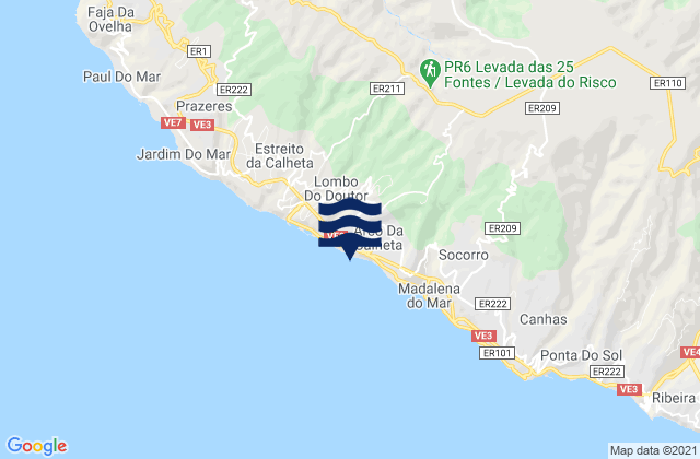 Calheta, Portugalの潮見表地図