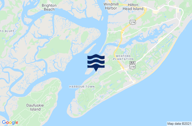 Calibogue Cay (Broad Creek Hilton Head Island), United Statesの潮見表地図