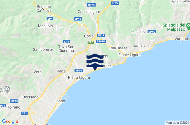 Calice Ligure, Italyの潮見表地図